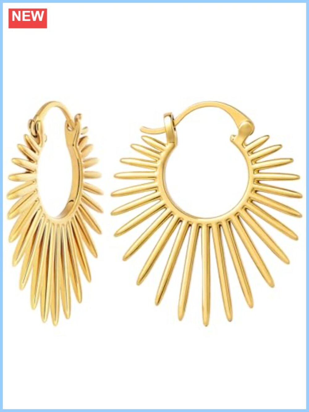 18k Gold Plated Sunburst Hoop Earrings